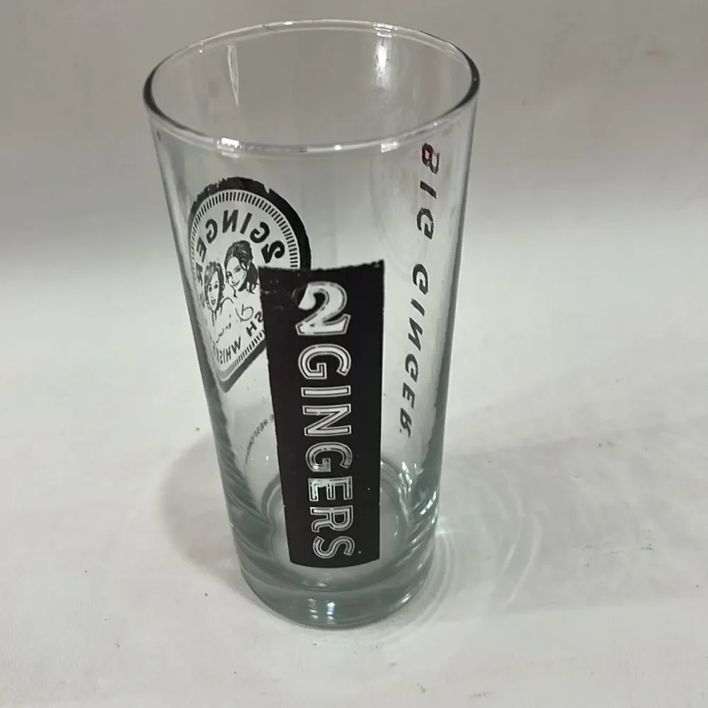 2 Gingers Irish Whiskey Highball Glass 6 1/4 In Tall 3 In Round Clear Brown 16